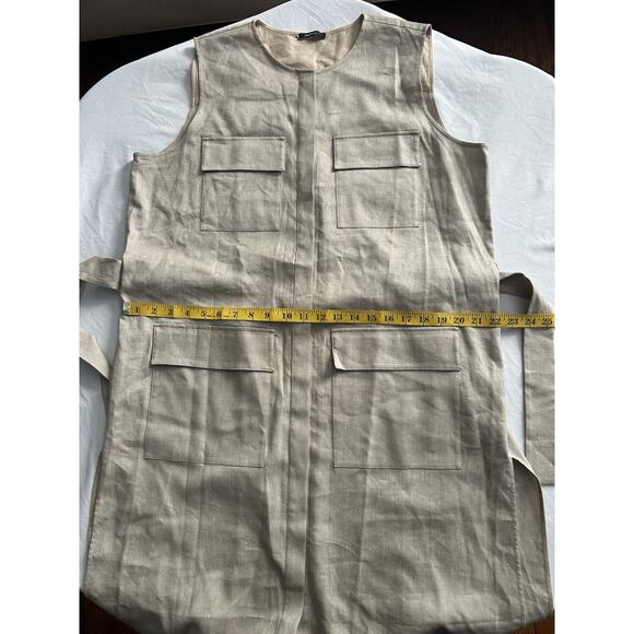 Lafayette 148 Wool Linen Silk Blend Belted Shift Dress Womens Size 16 Tan Career - Picture 7 of 8